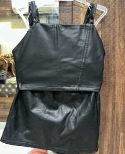 Black Faux Leather Mini Dress