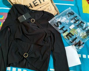 Shein Cut-Out Ribbed Top New