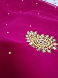 Classy Stone Work Purple Saree
