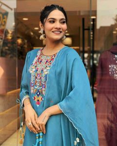 Cotton Chanderi Firozi Suit
