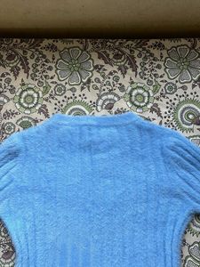 Blue Fuzzy Knit Sweater