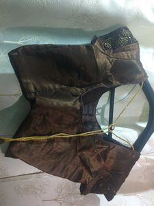 Elegant Brown Saree with stitched blouse