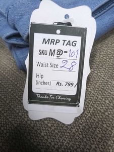 M@101 Size-28 Flare Jeans - Light Wash Denim