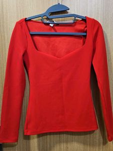 Red Long Sleeve Top