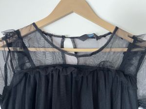 Black Sheer Ruffle Top