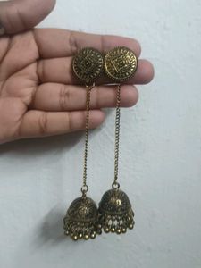 Golden Oxidised Long Jhumka✨