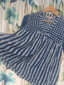 Dual Print Blue Cotton Top