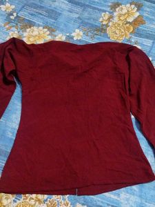 Maroon Button-Up Top