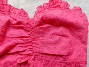 Embroidered Tie-up Ruched Top 💗