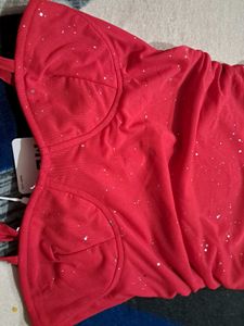 Red Mini Dress /Black padded push up bra