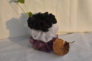 White, Black And Purple Organza Scrunchies