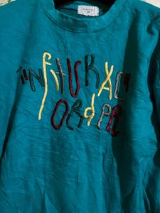 Embroidered Teal Sweatshirt