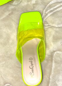 Neon Yellow Clear Mules