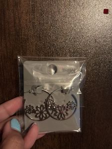 Floral Hoop Earrings - Set Of Two