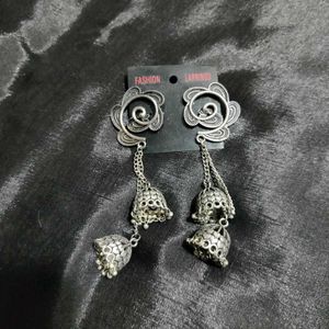Oxidised Long Jhumkas