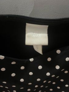 H&amp;M Polka Dot Deep Neck Beautiful Black Top