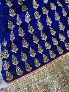 Heavy Embroidered Navy Blue Velvet Lehenga Choli