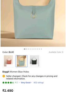 New Baggit Women Blue Hobo Handbag