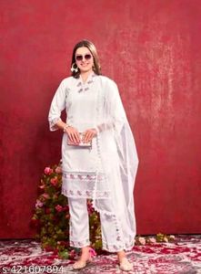 Elegant White Embroidered Kurta Set