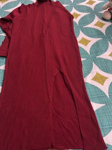 Woolen Maxi Dress With Slit  Size S Brand Ne