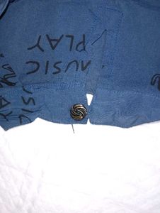 Printed A Line Navy Blue Top
