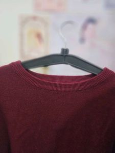 Maroon Puff Sleeve Sweater
