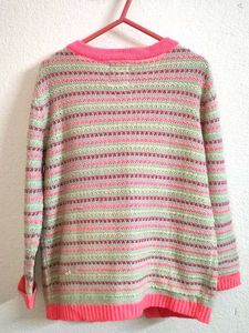 Cute Striped Open Pink Cardigan