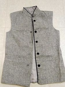 Gray Mandarin Collar Vest
