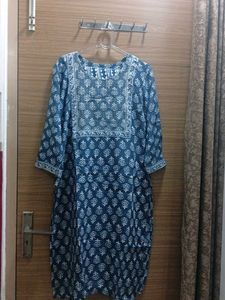 Elegant Blue Printed Kurta With Pants