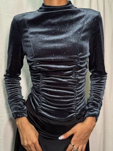 Zara Glitter Ruched Sleeve Bodysuit