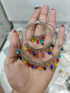 Colorful Beaded Hoop Earrings