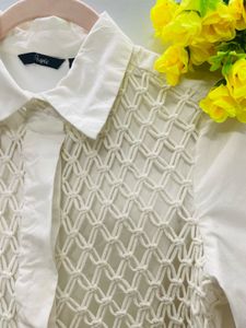 Crop Top Shirt With Collar