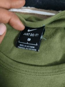 Olive Green "JUST" Long Sleeve Tee