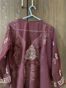 New Mirror Work Chikankari Kurti With Inner