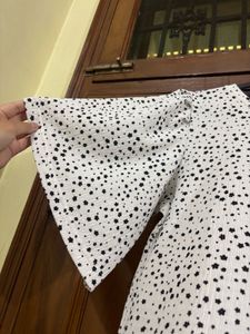 White Polka Dot Flared Sleeve Top – Size XL
