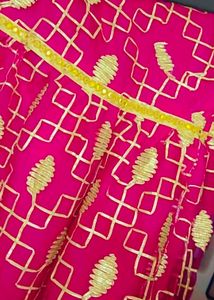 New Elegant Pink  Gharara &amp; Gold Indian Outfit
