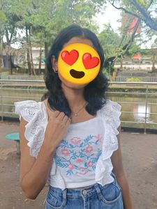 Floral Embroidered Ruffle Top