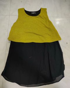 Mustard And Black Mesh top