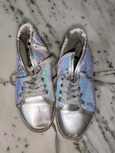 Sparkly High-Top Sneakers