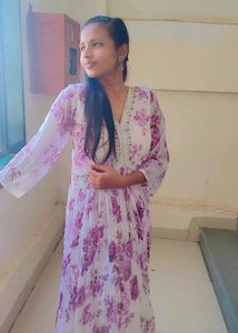 Pari Gorgete Gown With Printed Flower Design