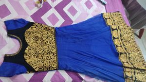 Blue Golden Anarkali Beautiful Gown