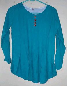 Plane Sea Green Short Top   Kurti