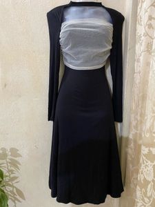 Black Dress with Sheer Overlay