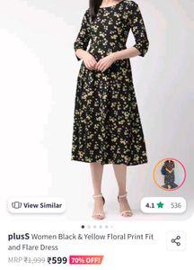 Black dress with yellow n white flowers