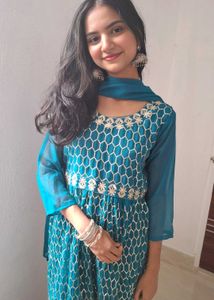 Blue~Green 3piece kurta set(Size~L)