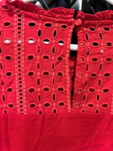 Red Cut Out Blouse