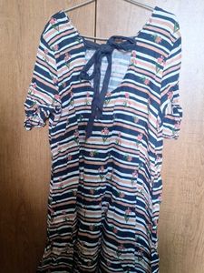 Striped Floral Print Dress