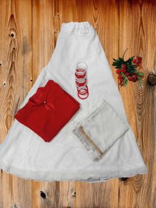 Red & White Sahara Kameez Suit Whit Duppta Set