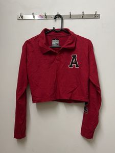 Red Cropped Long Sleeve Top
