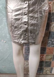 Metallic Silver Mini Skirt